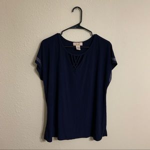 Diana Belle Navy Blue Rhinestone Blouse
